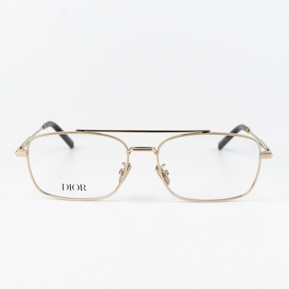 Dior Men Eyeglasses Metal Shiny Clear Gold Demo Geometric DM50057U 032 BRAND NEW - Picture 1 of 10